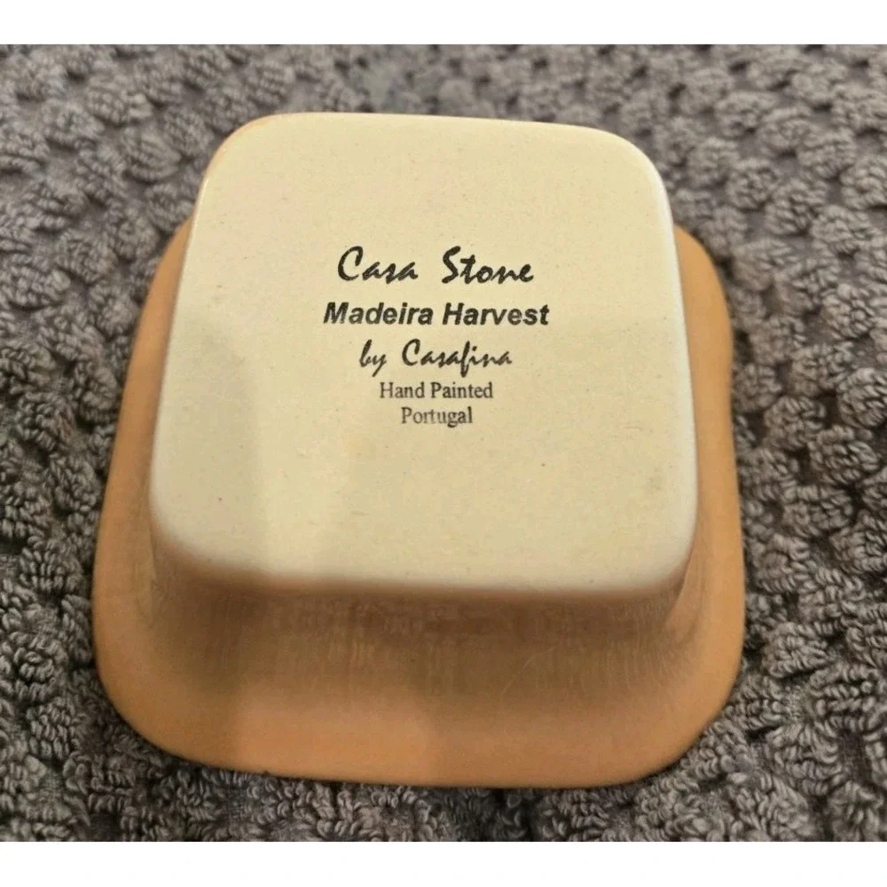 Casafina Casa Stone Madeira Harvest‎ Peach Square Dipping Bowl Portugal Ceramic